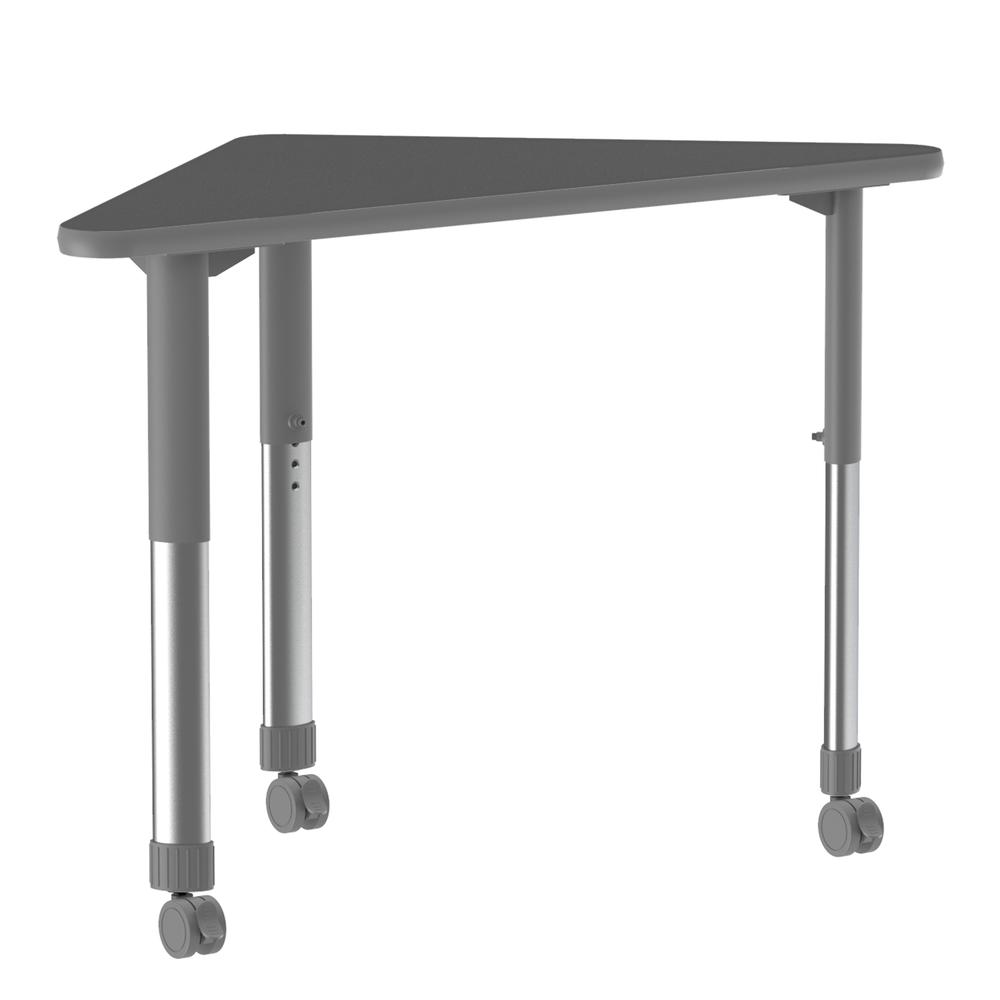 Commercial Lamiante Top Collaborative Desk with Casters, 41x23", WING, BLACK GRANITE, GRAY/CHROME. Picture 1