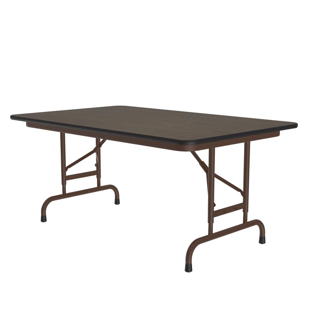 Adjustable Height Econoline Melamine Top Folding Table, 30x48", RECTANGULAR, WALNUT BROWN. Picture 2