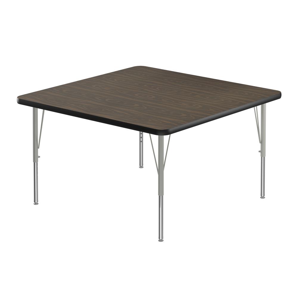 Commercial Laminate Top Activity Tables, 42x42" SQUARE WALNUT SILVER MIST. Picture 6