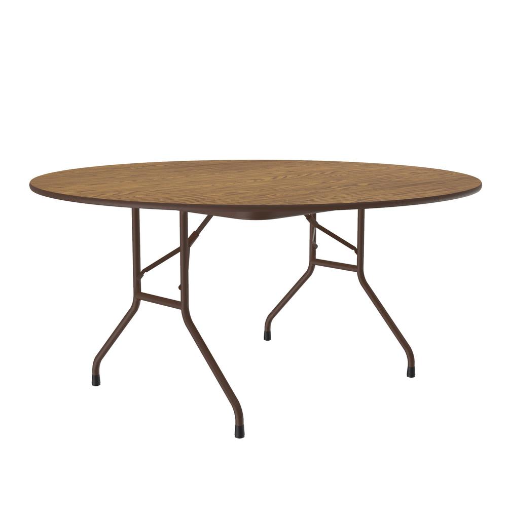 Deluxe High Pressure Top Folding Table, 60x60", ROUND, MED OAK, BROWN. Picture 4