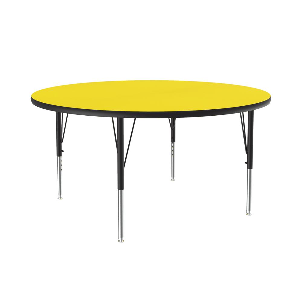 Deluxe High-Pressure Top Activity Tables 48x48", ROUND YELLOW  BLACK/CHROME. Picture 2