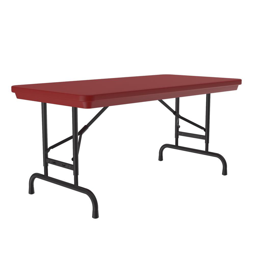Adjustable Height Commercial Blow-Molded Plastic Folding Table 24x48" RECTANGULAR, RED, BLACK. Picture 6