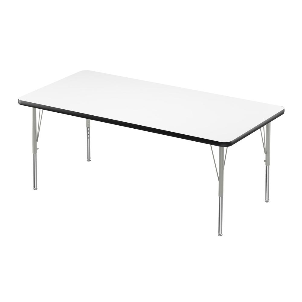 Deluxe High-Pressure Top Activity Tables 30x60" RECTANGULAR WHITE, SILVER MIST. Picture 1