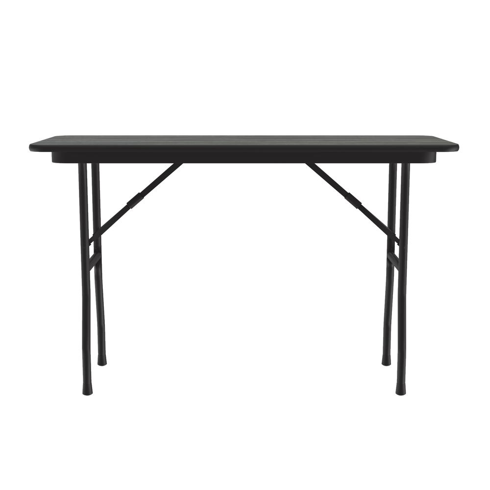 Deluxe High Pressure Top Folding Table 18x48" RECTANGULAR, NEW ENGLAND DRIFTWOOD, BLACK. Picture 2