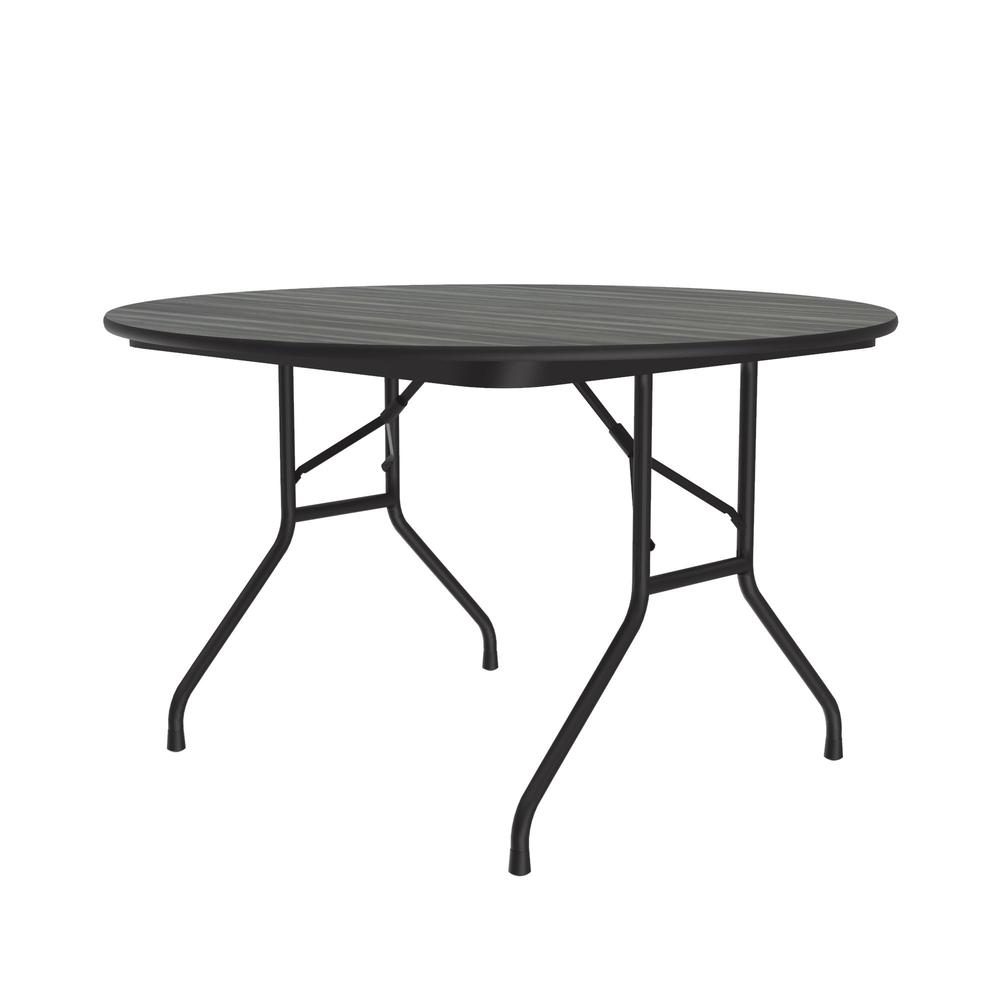 Deluxe High Pressure Top Folding Table, 48x48", ROUND, NEW ENGLAND DRIFTWOOD BLACK. Picture 2