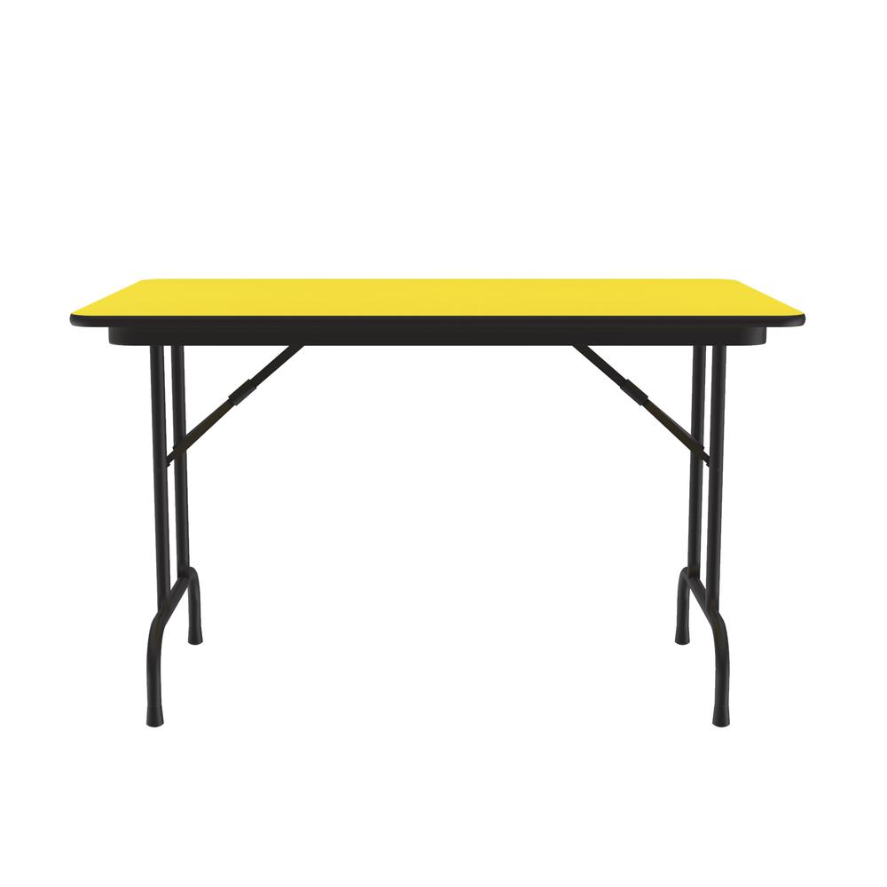 Deluxe High Pressure Top Folding Table, 30x48", RECTANGULAR, YELLOW, BLACK. Picture 1