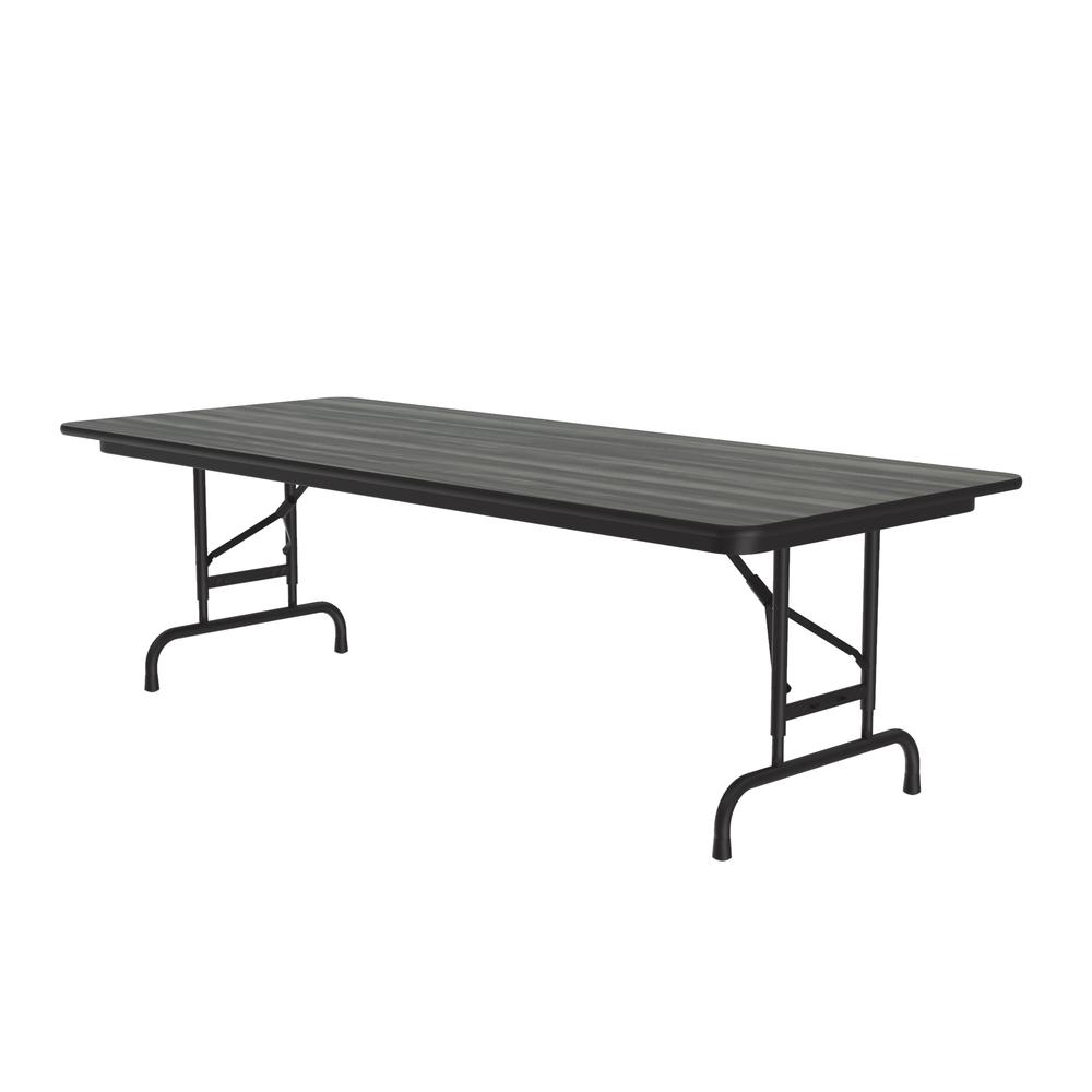 Adjustable Height High Pressure Top Folding Table 30x96" RECTANGULAR, NEW ENGLAND DRIFTWOOD, BLACK. Picture 1