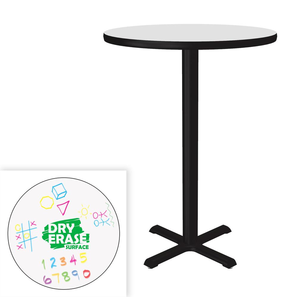 Markerboard-Dry Erase High Pressure Top - Bar Stool Height Café and Breakroom Table 30x30", ROUND, FROSTY WHITE BLACK. Picture 7
