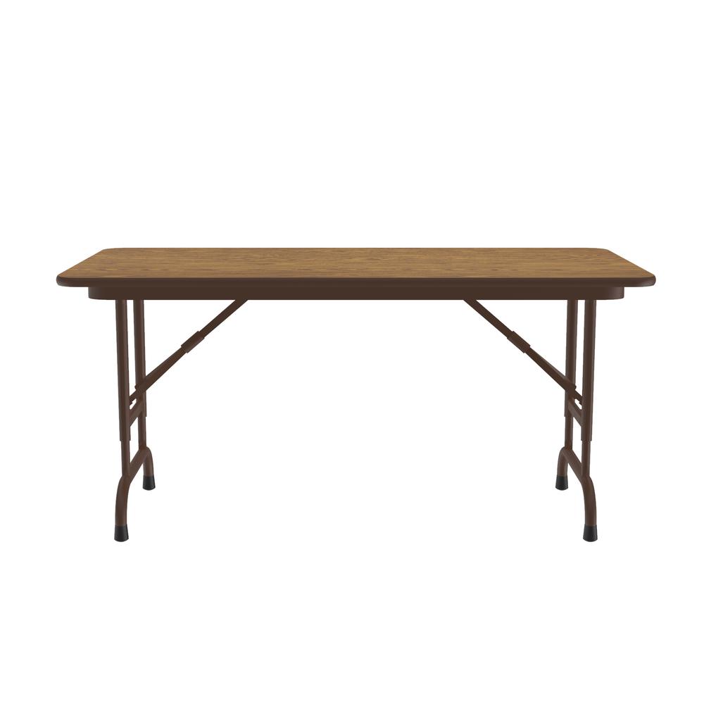 Adjustable Height High Pressure Top Folding Table 24x48" RECTANGULAR MED OAK, BROWN. Picture 3