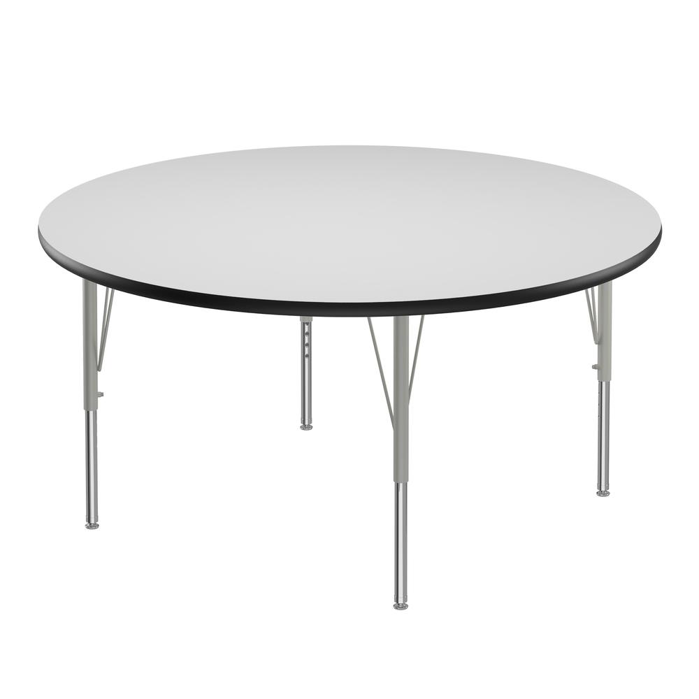 Deluxe High-Pressure Top Activity Tables, 48x48" ROUND, WHITE SILVER MIST. Picture 2