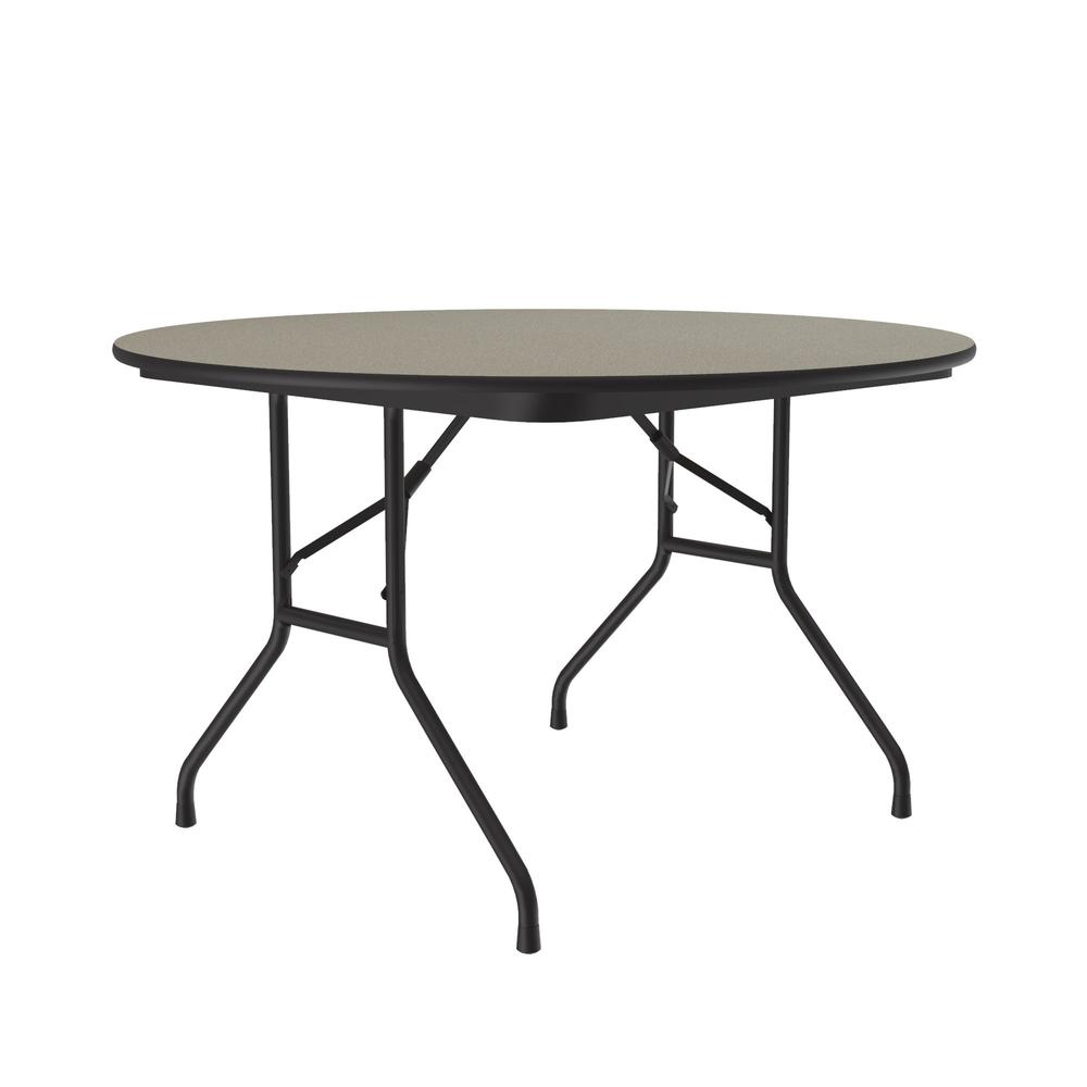 Deluxe High Pressure Top Folding Table, 48x48" ROUND SAVANNAH SAND BLACK. Picture 6
