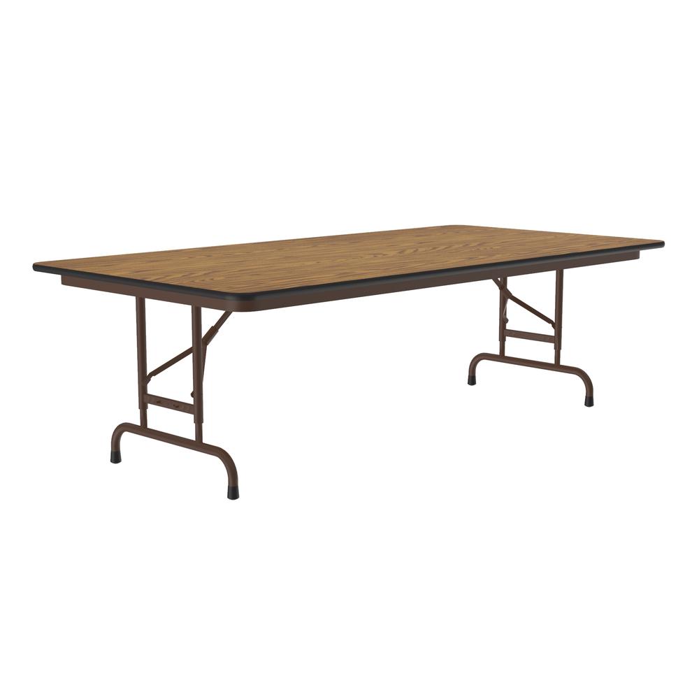 Adjustable Height Econoline Melamine Top Folding Table, 30x60", RECTANGULAR MED OAK BROWN. Picture 1