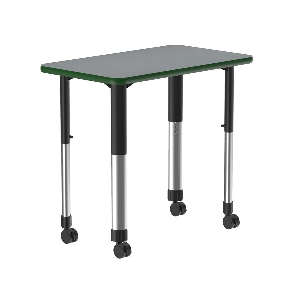 Commercial Lamiante Top Collaborative Desk with Casters, 34x20" RECTANGULAR GRAY GRANITE BLACK/CHROME. Picture 2
