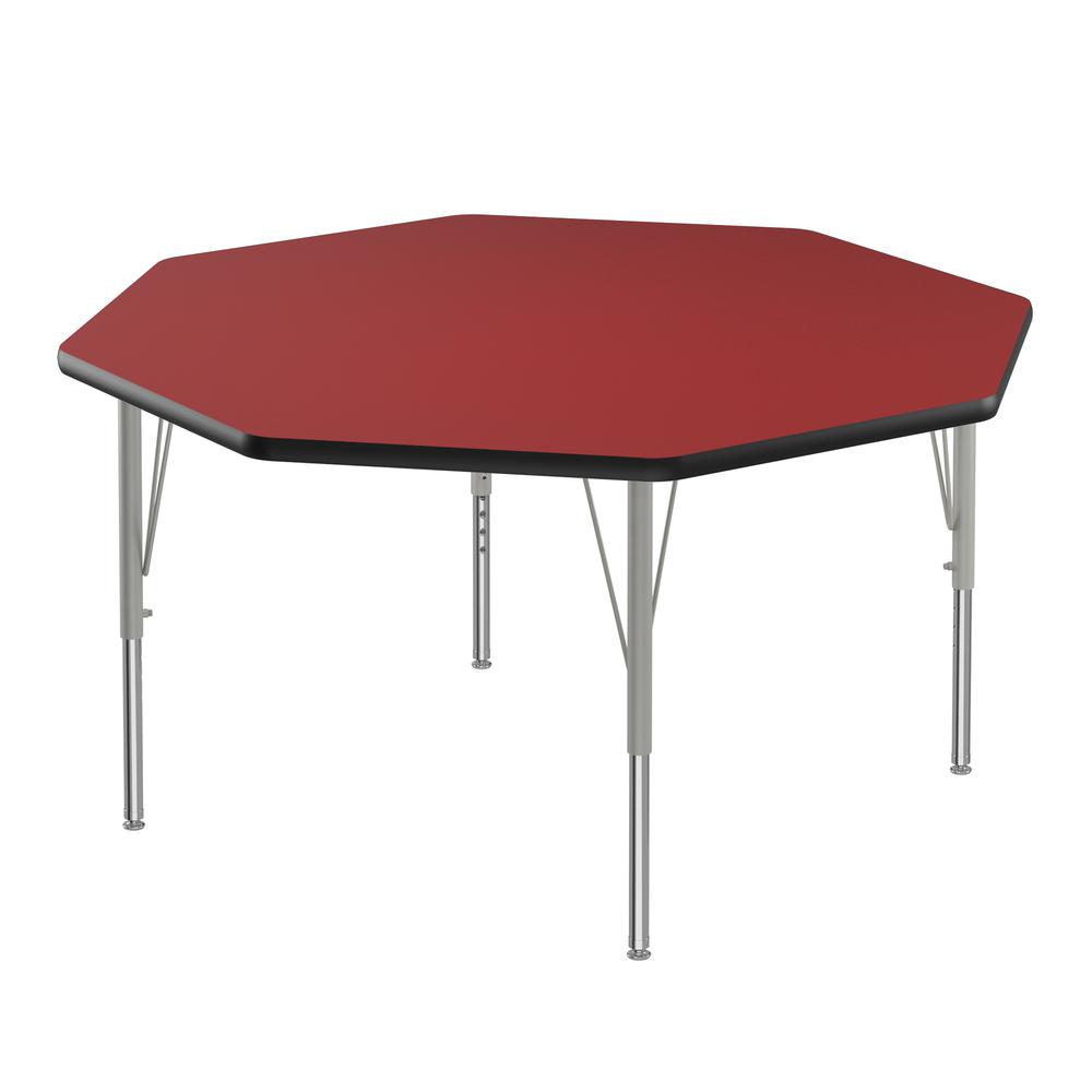Deluxe High-Pressure Top Activity Tables 48x48", OCTAGONAL RED SILVER MIST. Picture 2