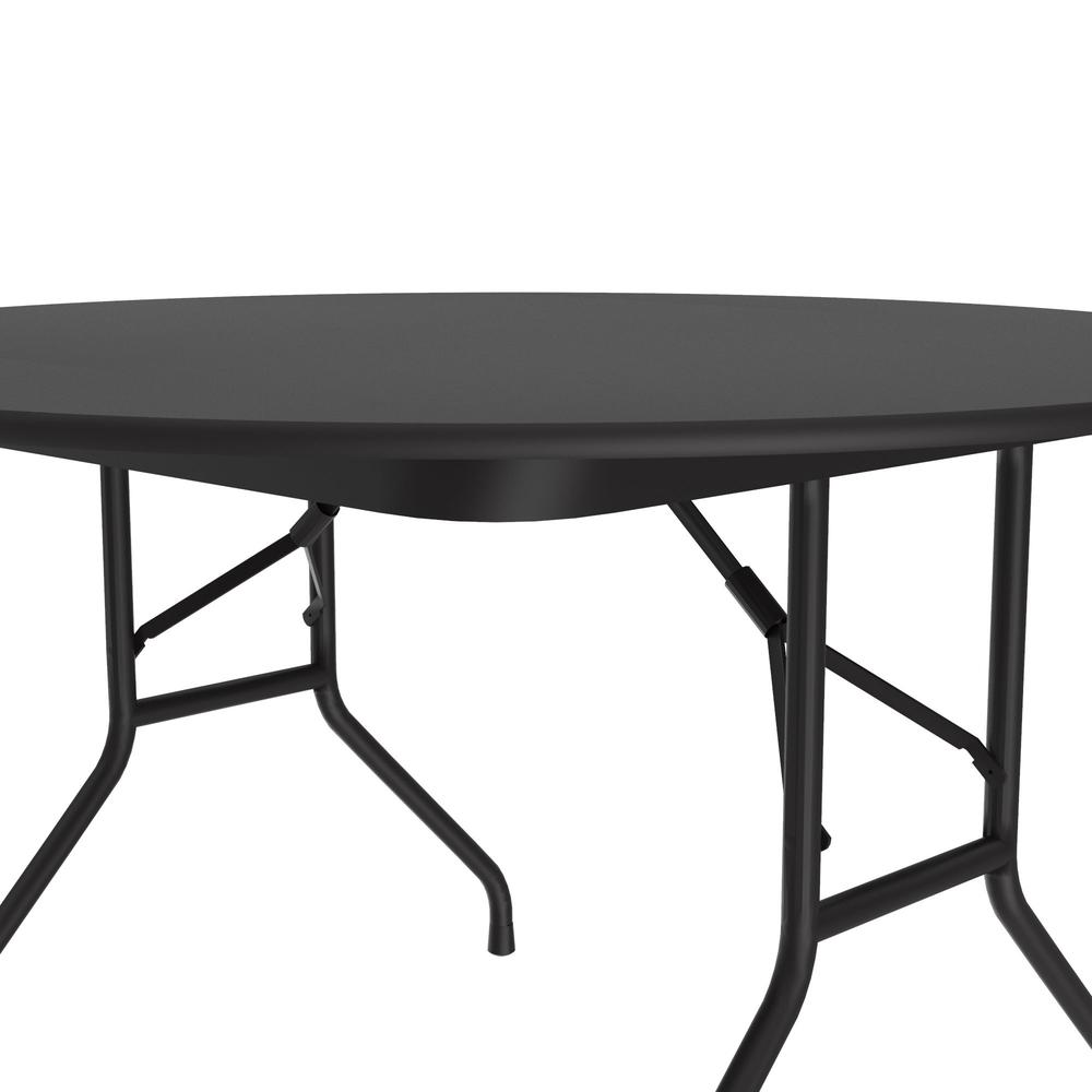 Thermal Fused Laminate Top Folding Table 48x48" ROUND, BLACK GRANITE, BLACK. Picture 3