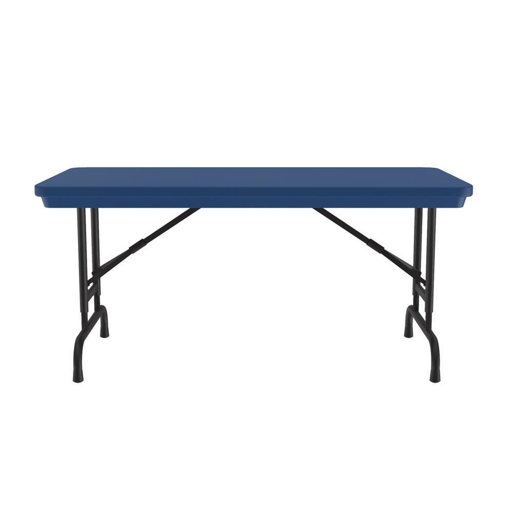 Adjustable Height Commercial Blow-Molded Plastic Folding Table, 24x48", RECTANGULAR, BLUE, BLACK. Picture 5