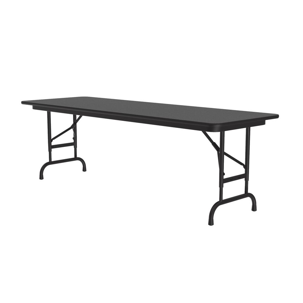 Adjustable Height Econoline Melamine Top Folding Table, 24x72" RECTANGULAR BLACK GRANITE, BLACK. Picture 1