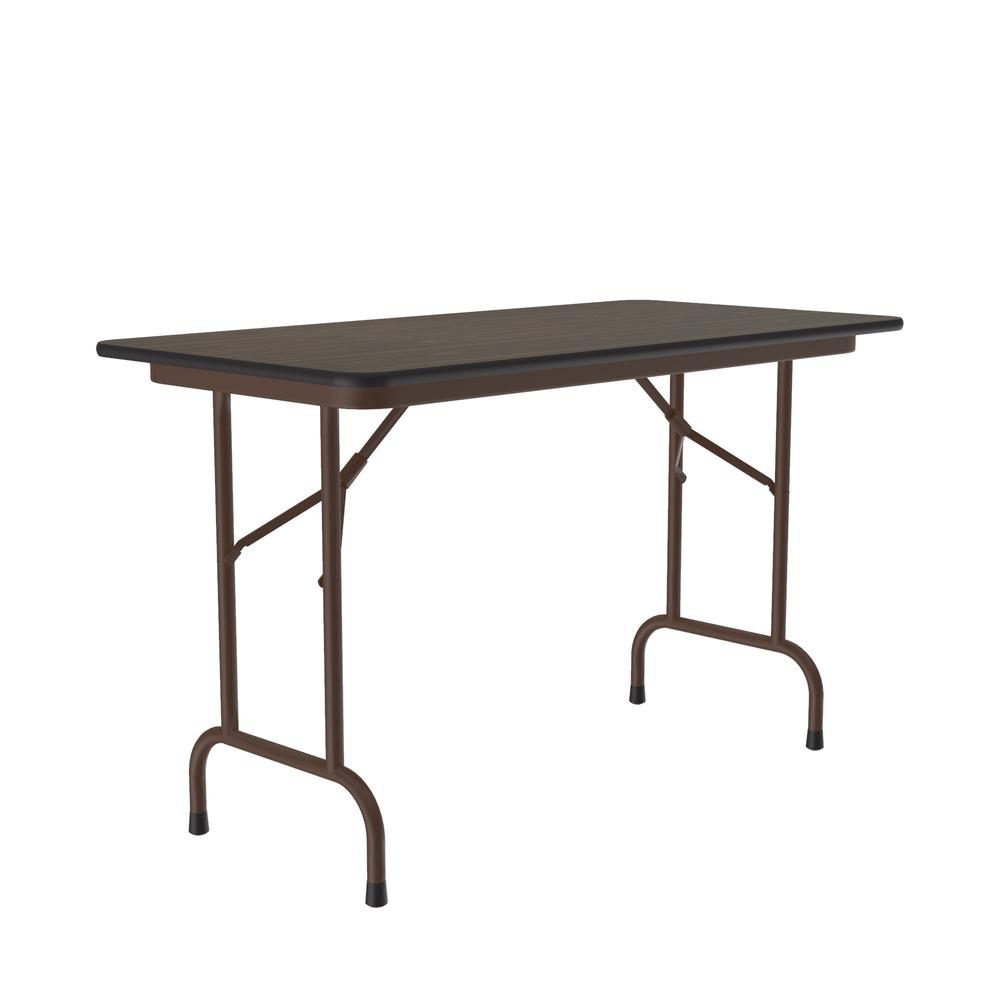 Solid High-Pressure Plywood Core Folding Tables, 24x48" RECTANGULAR WALNUT, BROWN. Picture 7