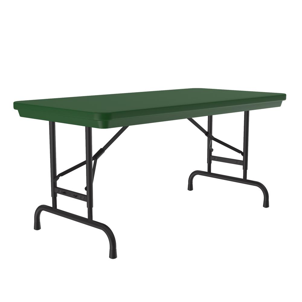 Adjustable Height Commercial Blow-Molded Plastic Folding Table 24x48" RECTANGULAR, GREEN BLACK. Picture 4