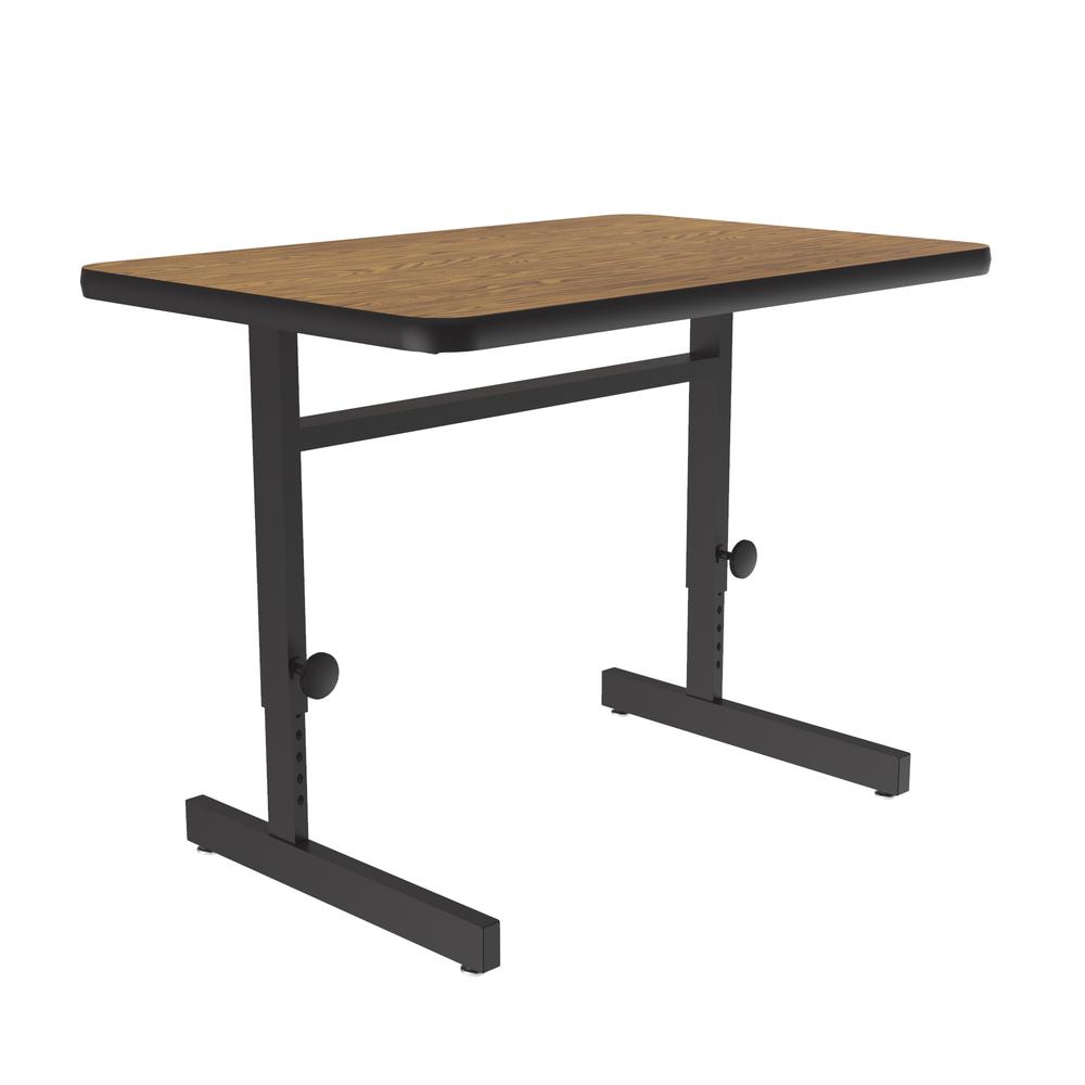 Adjustable Height Commercial Laminate Top Computer/Student Desks, 24x36", RECTANGULAR, MEDIUM OAK  BLACK. Picture 1