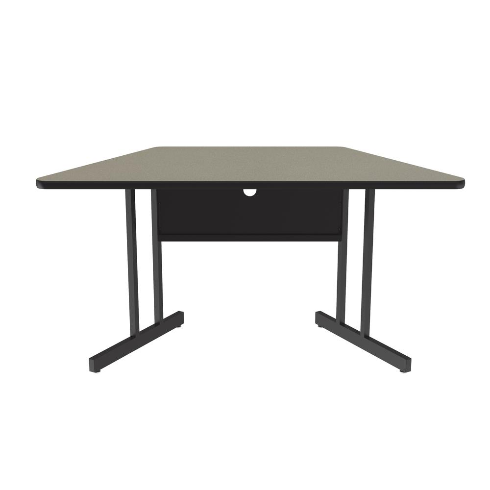 Desk Height Deluxe HIgh-Pressure Top, Trapezoid, Computer/Student Desks, 30x60" TRAPEZOID, SAVANNAH SAND BLACK. Picture 1