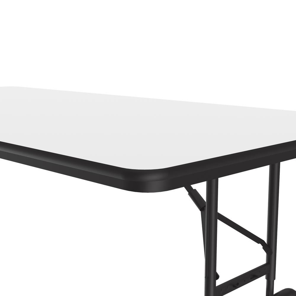 Adjustable Height High Pressure Top Folding Table, 36x72" RECTANGULAR WHITE BLACK. Picture 2
