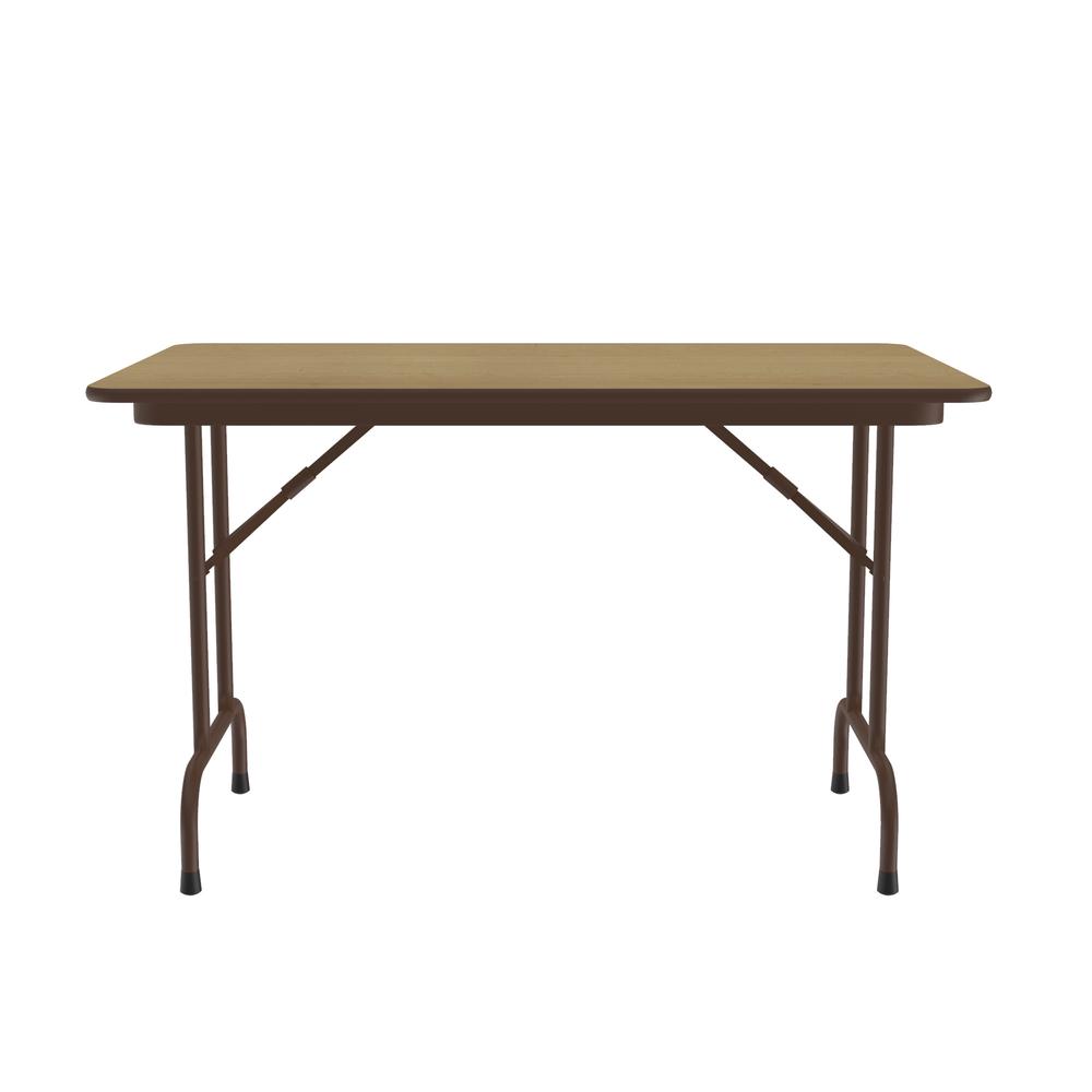 Deluxe High Pressure Top Folding Table, 30x48" RECTANGULAR FUSION MAPLE, BROWN. Picture 1