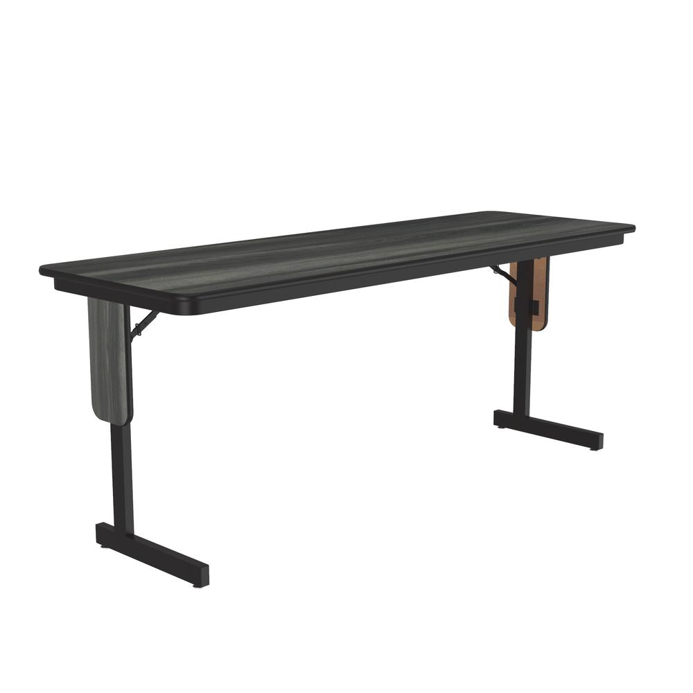 Deluxe High-Pressure Folding Seminar Table with Panel Leg, 24x60" RECTANGULAR NEW ENGLAND DRIFTWOOD BLACK. Picture 7