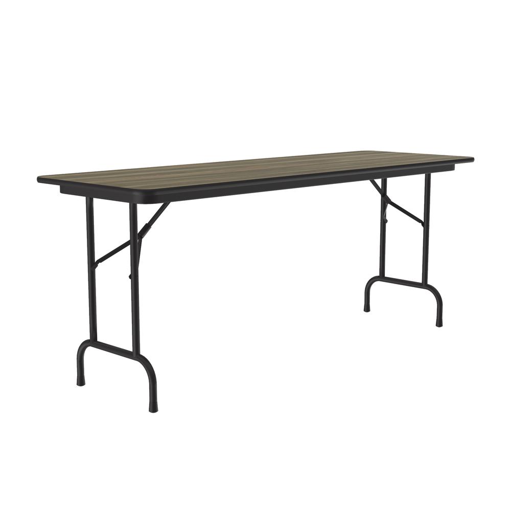 Deluxe High Pressure Top Folding Table 24x96" RECTANGULAR COLONIAL HICKORY, BLACK. Picture 3