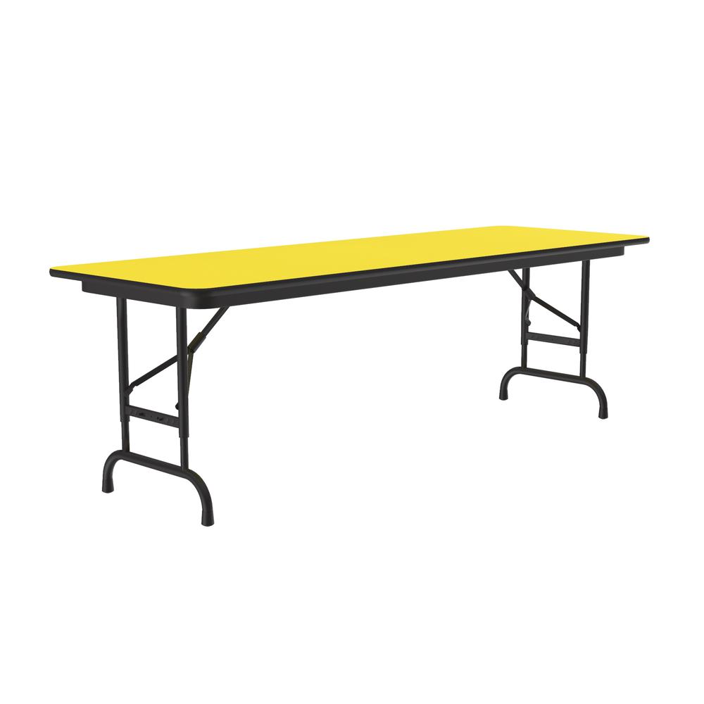 Adjustable Height High Pressure Top Folding Table, 24x72" RECTANGULAR YELLOW BLACK. Picture 8