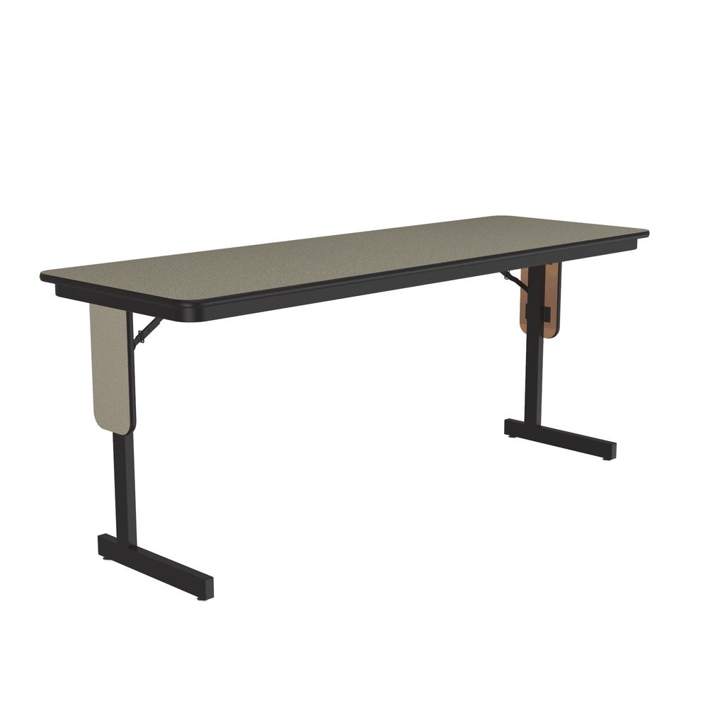 Deluxe High-Pressure Folding Seminar Table with Panel Leg 24x60", RECTANGULAR SAVANNAH SAND, BLACK. Picture 2