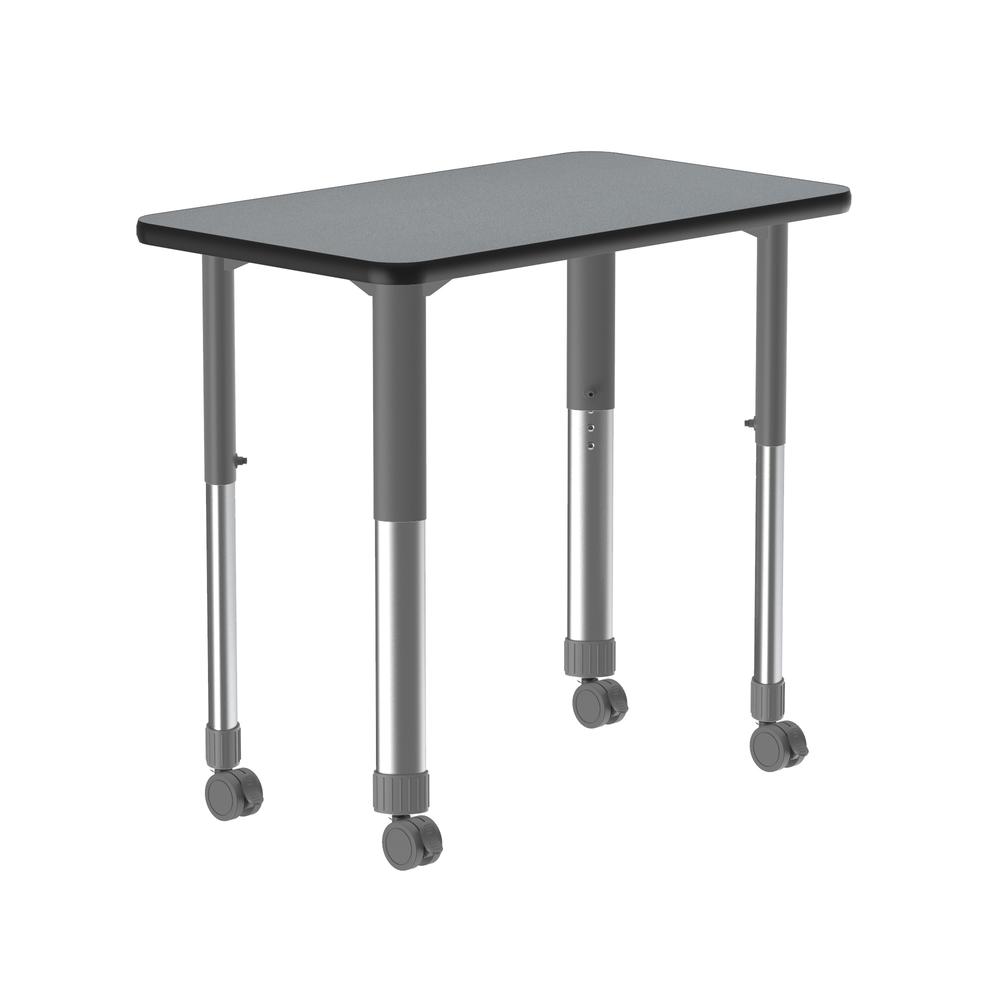 Commercial Lamiante Top Collaborative Desk with Casters 34x20", RECTANGULAR, GRAY GRANITE, GRAY/CHROME. Picture 1