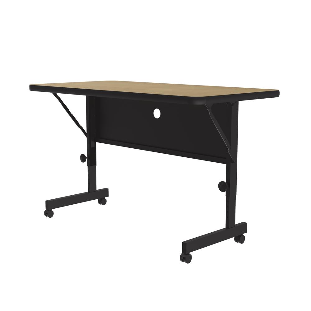 Deluxe High Pressure Top Flip Top Table, 24x48", RECTANGULAR, FUSION MAPLE, BLACK. Picture 2