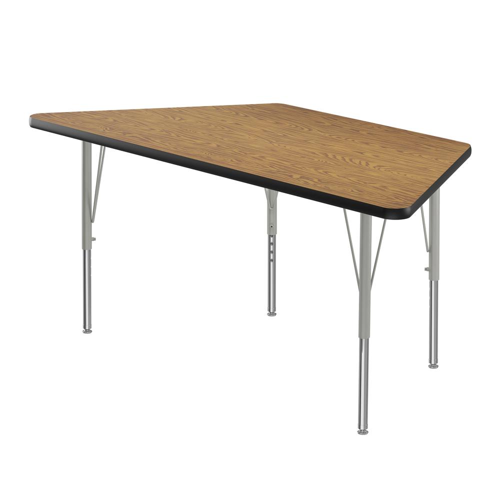 Deluxe High-Pressure Top Activity Tables, 30x60", TRAPEZOID, MEDIUM OAK SILVER MIST. Picture 2