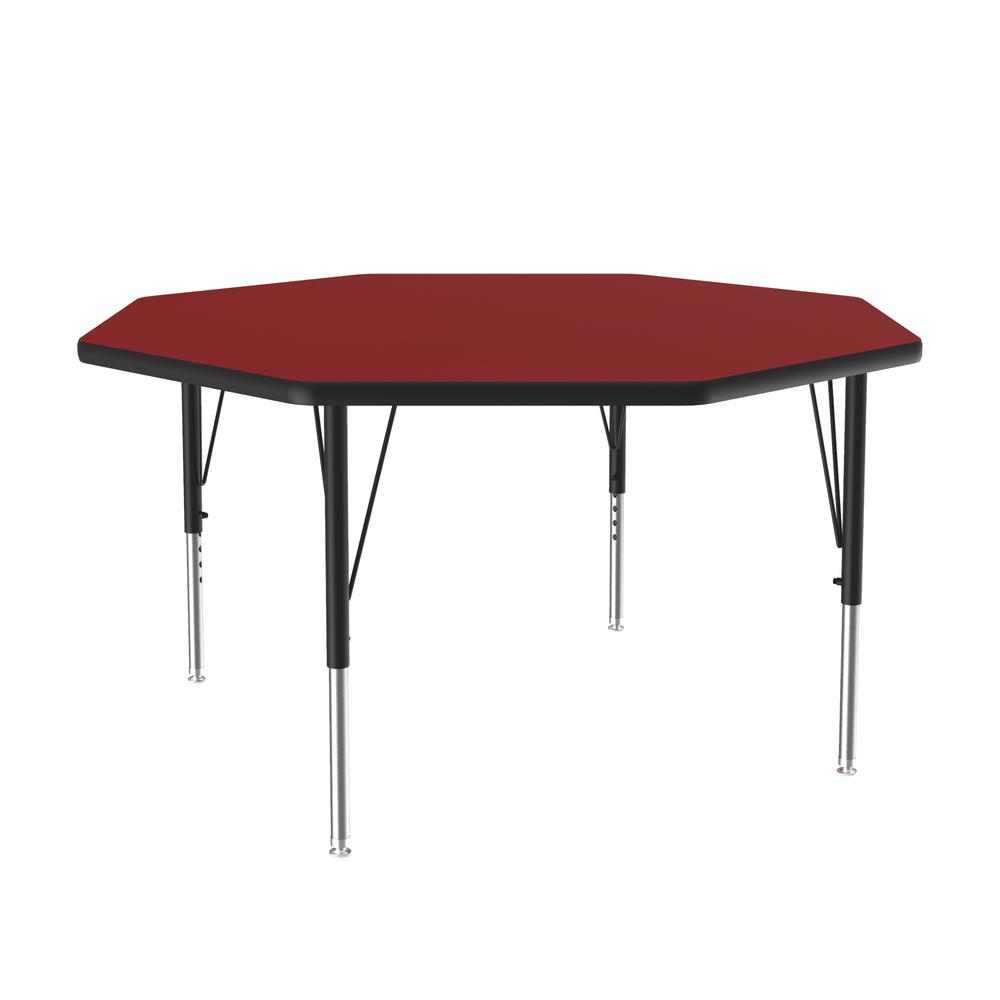 Deluxe High-Pressure Top Activity Tables, 48x48", OCTAGONAL, RED, BLACK/CHROME. Picture 3
