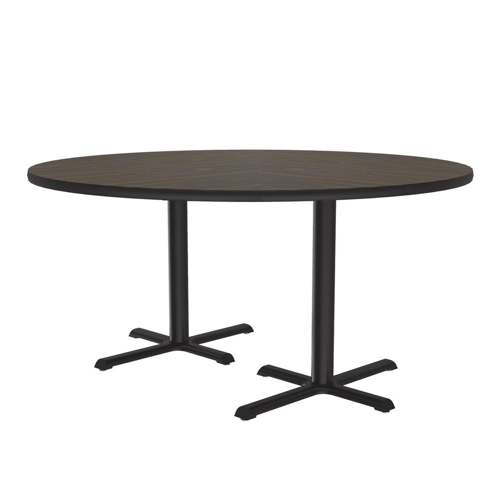 Table Height Deluxe High-Pressure Café and Breakroom Table, 60x60" ROUND WALNUT, BLACK. Picture 5