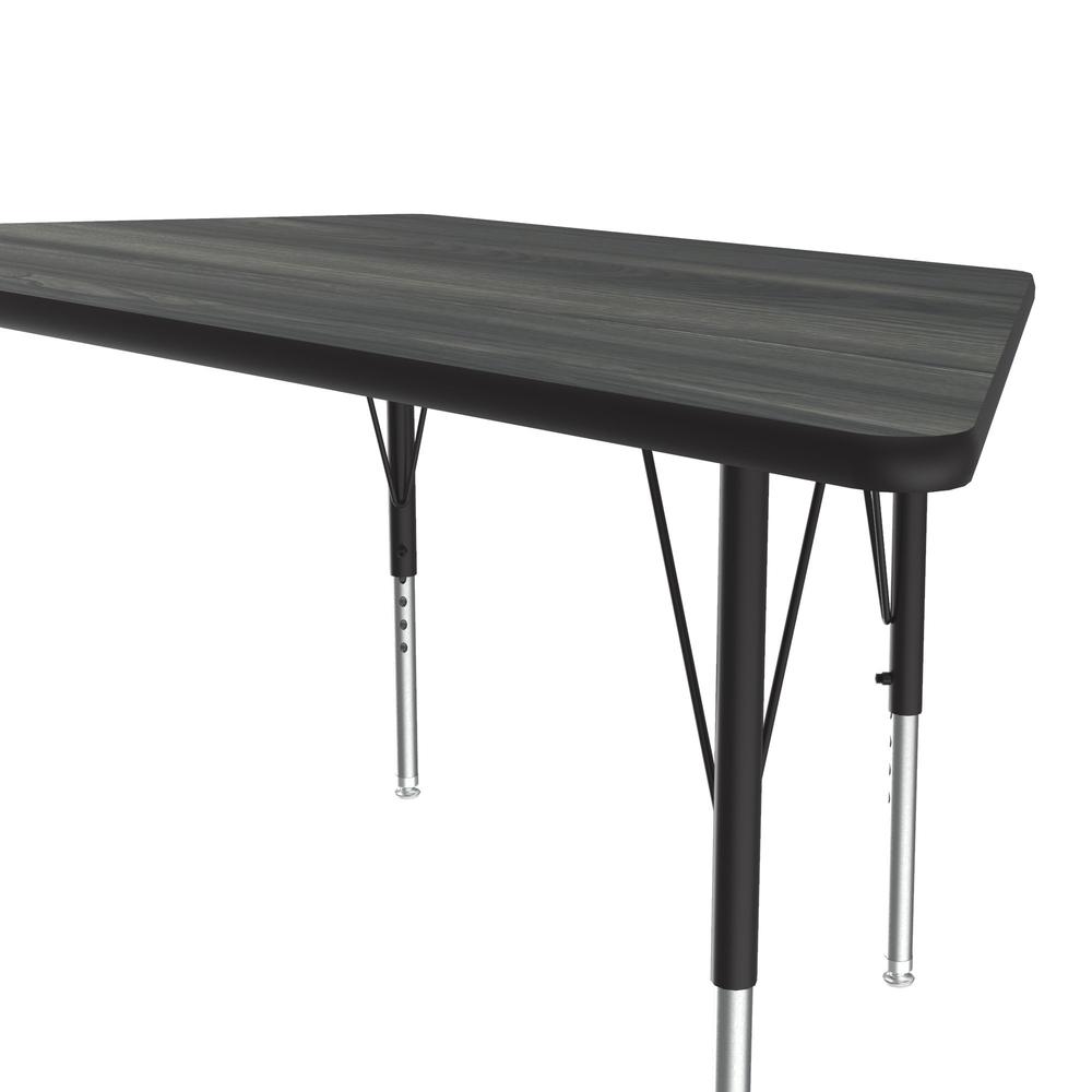 Deluxe High-Pressure Top Activity Tables, 30x60" TRAPEZOID, NEW ENGLAND DRIFTWOOD BLACK/CHROME. Picture 6