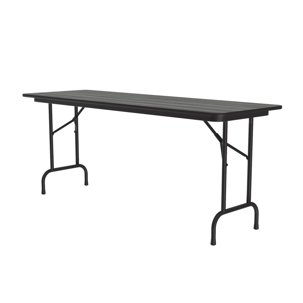 Deluxe High Pressure Top Folding Table, 24x60" RECTANGULAR NEW ENGLAND DRIFTWOOD, BLACK. Picture 1