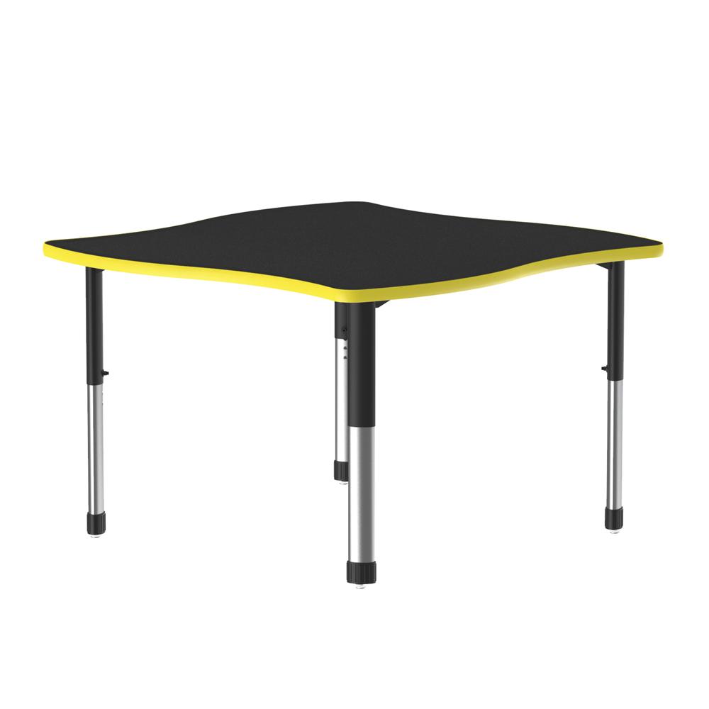 Commercial Lamiante Top Collaborative Desk, 42x42", SWERVE BLACK GRANITE BLACK/CHROME. Picture 2