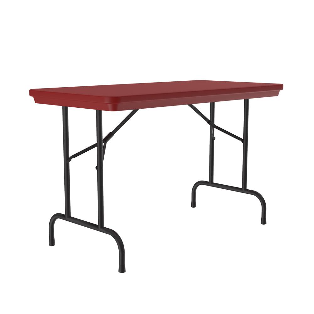 Commercial Blow-Molded Plastic Folding Table 24x48", RECTANGULAR RED, BLACK. Picture 3