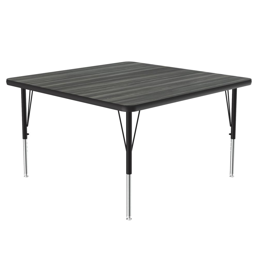 Deluxe High-Pressure Top Activity Tables, 48x48" SQUARE NEW ENGLAND DRIFTWOOD BLACK/CHROME. Picture 8