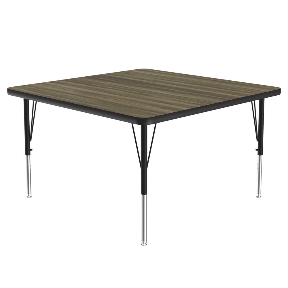 Deluxe High-Pressure Top Activity Tables 48x48" SQUARE COLONIAL HICKORY, BLACK/CHROME. Picture 6