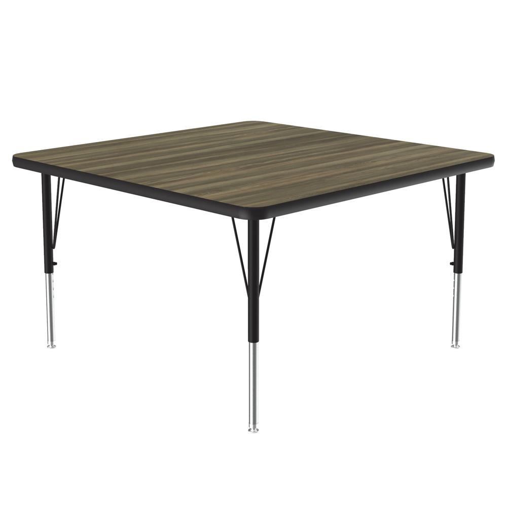 Deluxe High-Pressure Top Activity Tables 48x48" SQUARE COLONIAL HICKORY, BLACK/CHROME. Picture 5