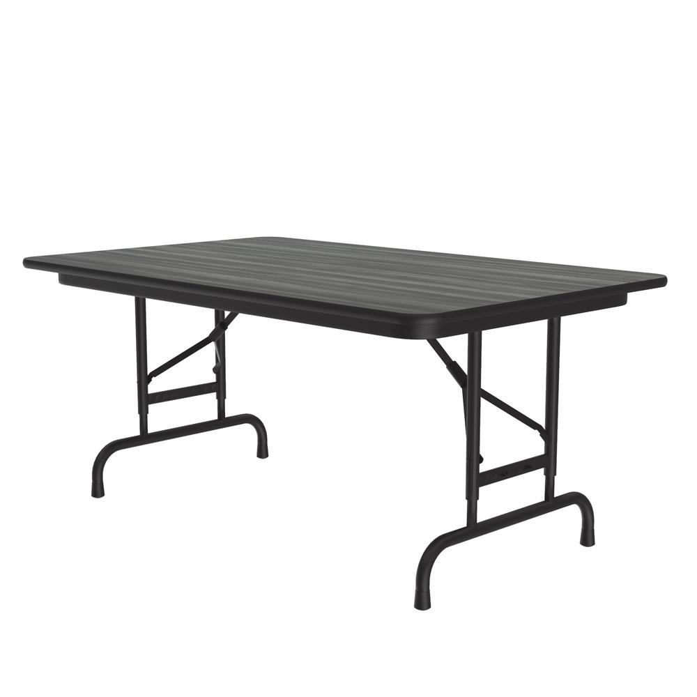 Adjustable Height High Pressure Top Folding Table 30x48" RECTANGULAR NEW ENGLAND DRIFTWOOD, BLACK. Picture 6