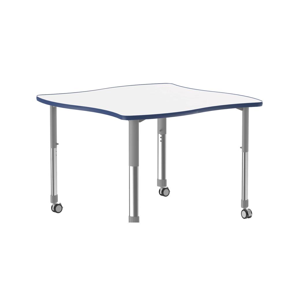 Markerboard-Dry Erase High Pressure Collaborative Desk with Casters 42x42", SWERVE, FROSTY WHITE GRAY/CHROME. Picture 8
