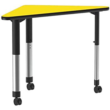 Deluxe High Pressure Collaborative Desk with Casters 41x23", WING, YELLOW BLACK/CHROME. Picture 1