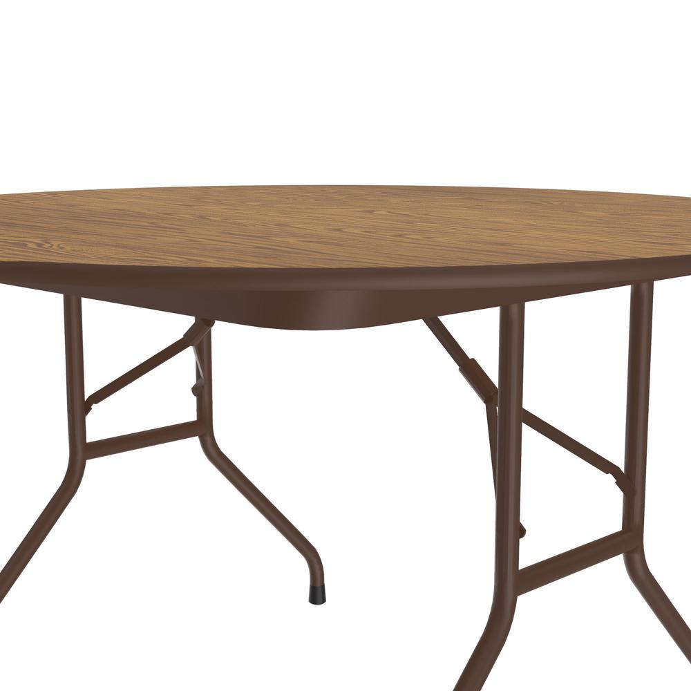 Deluxe High Pressure Top Folding Table 48x48", ROUND, MED OAK, BROWN. Picture 1