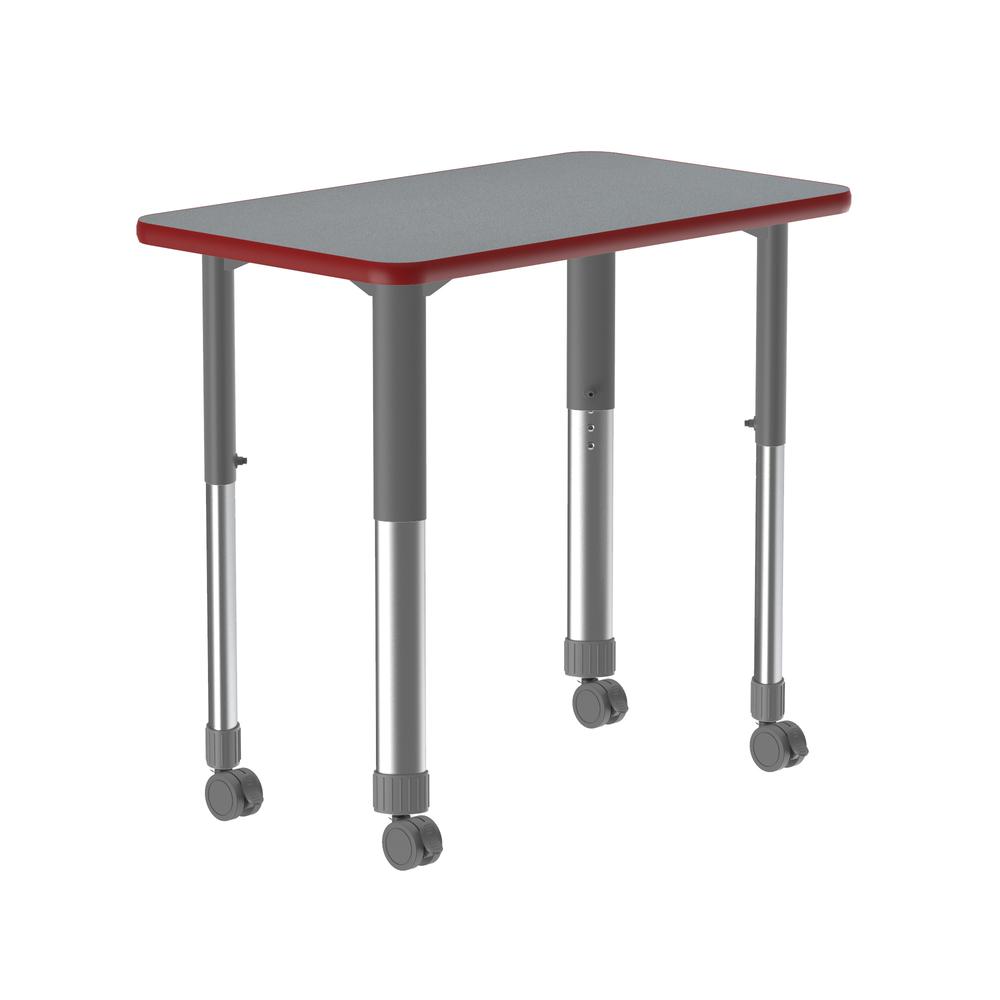 Commercial Lamiante Top Collaborative Desk with Casters 34x20" RECTANGULAR, GRAY GRANITE, GRAY/CHROME. Picture 1
