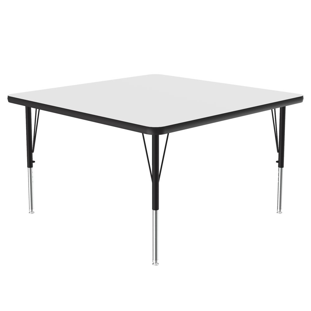 Markerboard-Dry Erase  Deluxe High Pressure Top - Activity Tables 48x48", SQUARE, FROSTY WHITE, BLACK/CHROME. Picture 1