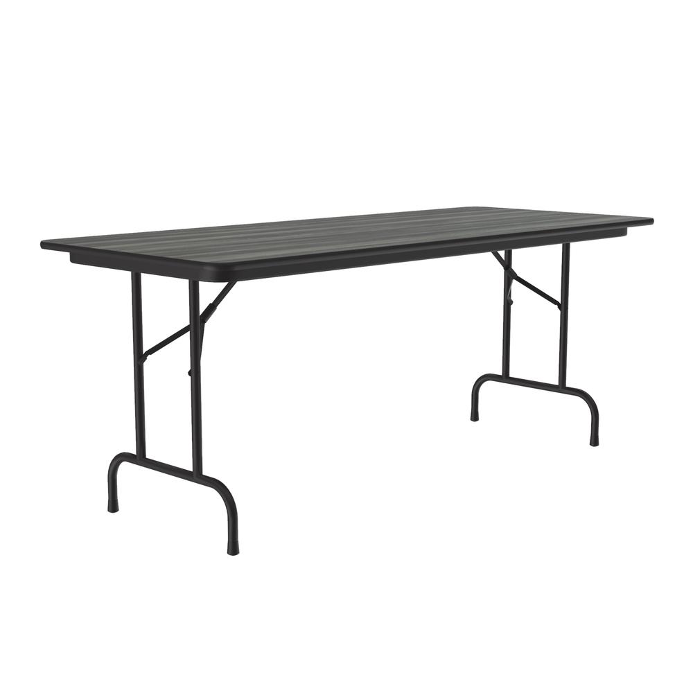 Deluxe High Pressure Top Folding Table, 30x96", RECTANGULAR NEW ENGLAND DRIFTWOOD BLACK. Picture 1